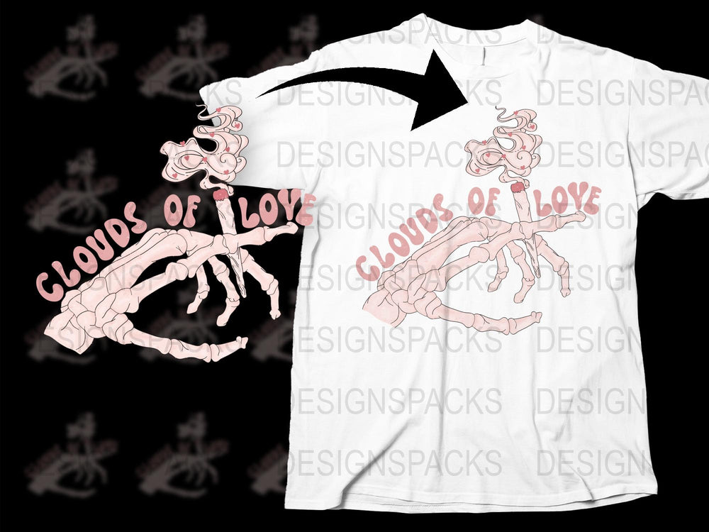 Clouds of Love T-Shirt, Pink Surreal Art Design Tee, Unique Graphic Print Shirt, Soft Cotton Top, Casual Wear for All Sizes