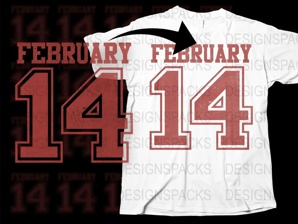Valentine's Day T-Shirt, February 14 Graphic Tee, Red and White Casual Shirt