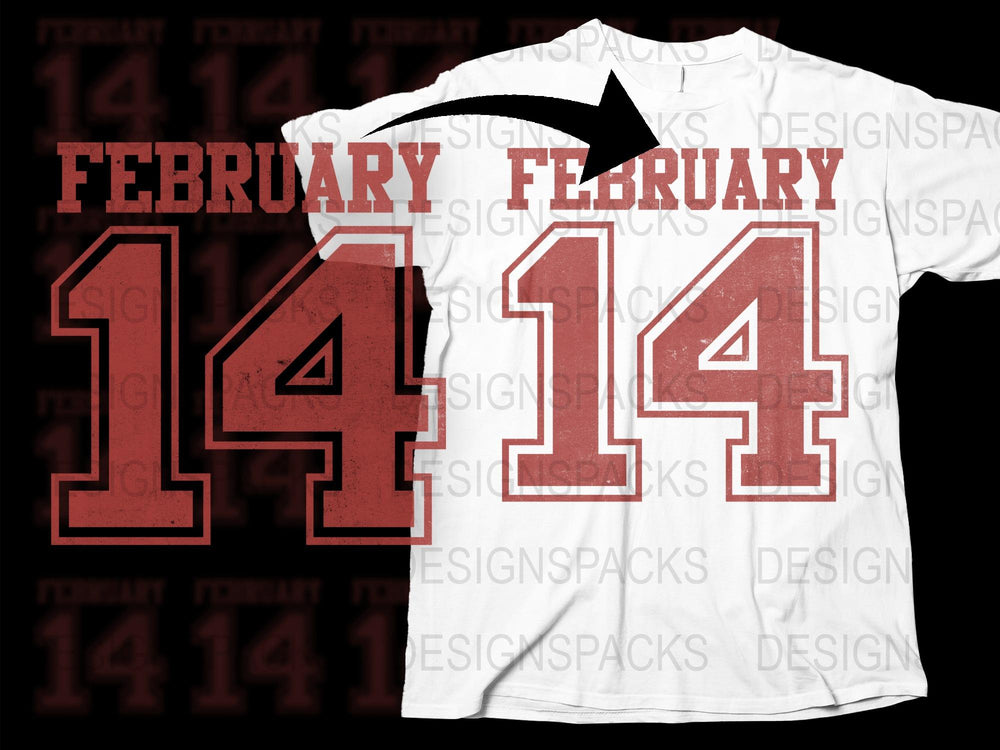 Valentine's Day T-Shirt, February 14 Graphic Tee, Red and White Casual Shirt