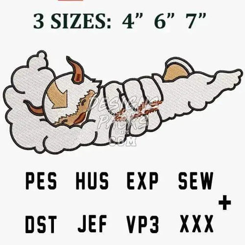 Appa Swoosh Sport Anime Embroidery Design