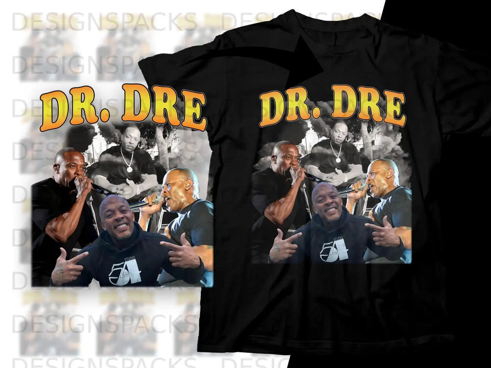 Dr. Dre graphic t-shirt with his face and "DR. DRE" text.