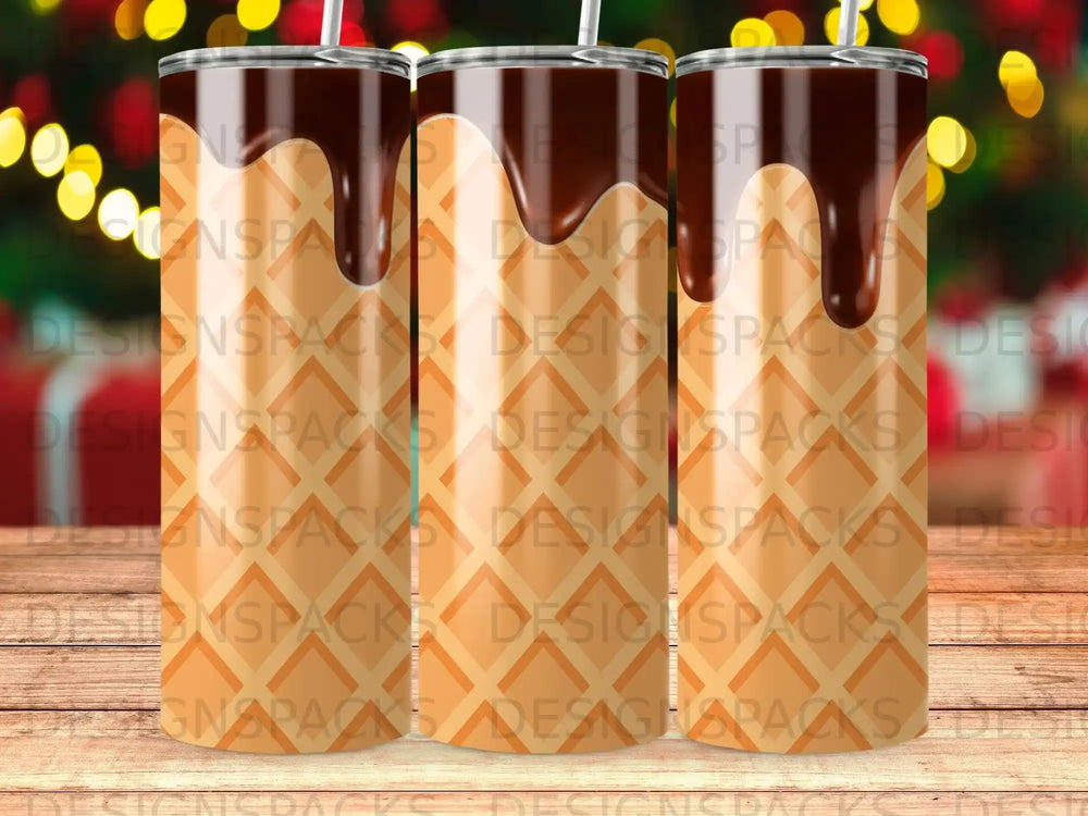 Waffle Cone Chocolate Drip Tumbler Design Drinkware product type