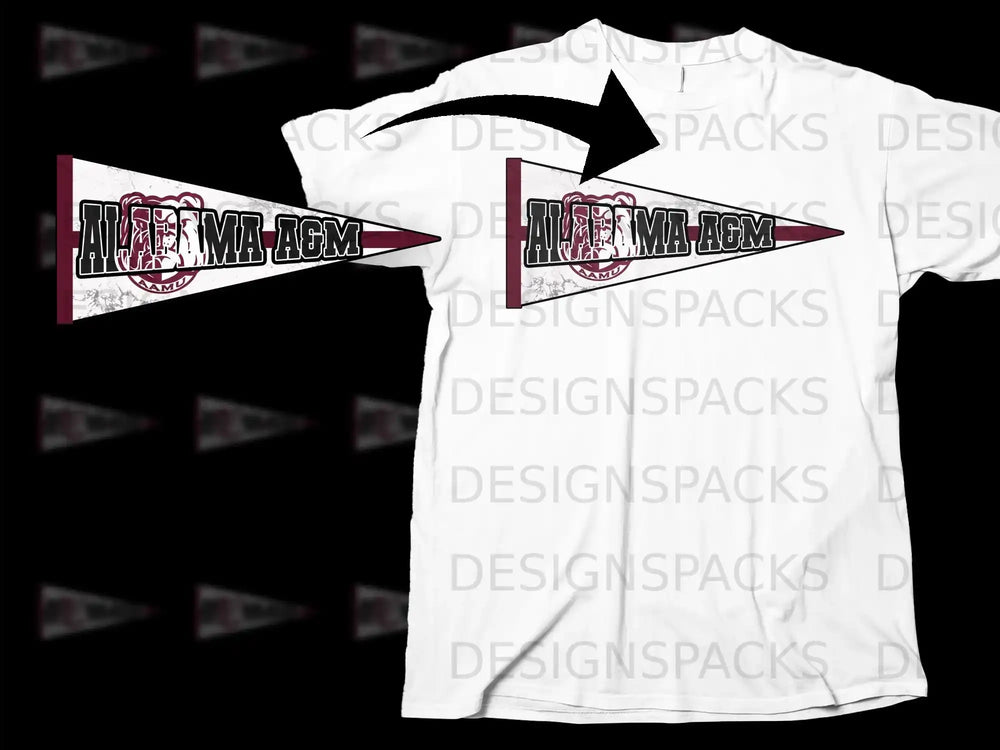 Alabama A&M Pennant Design on White T-Shirt