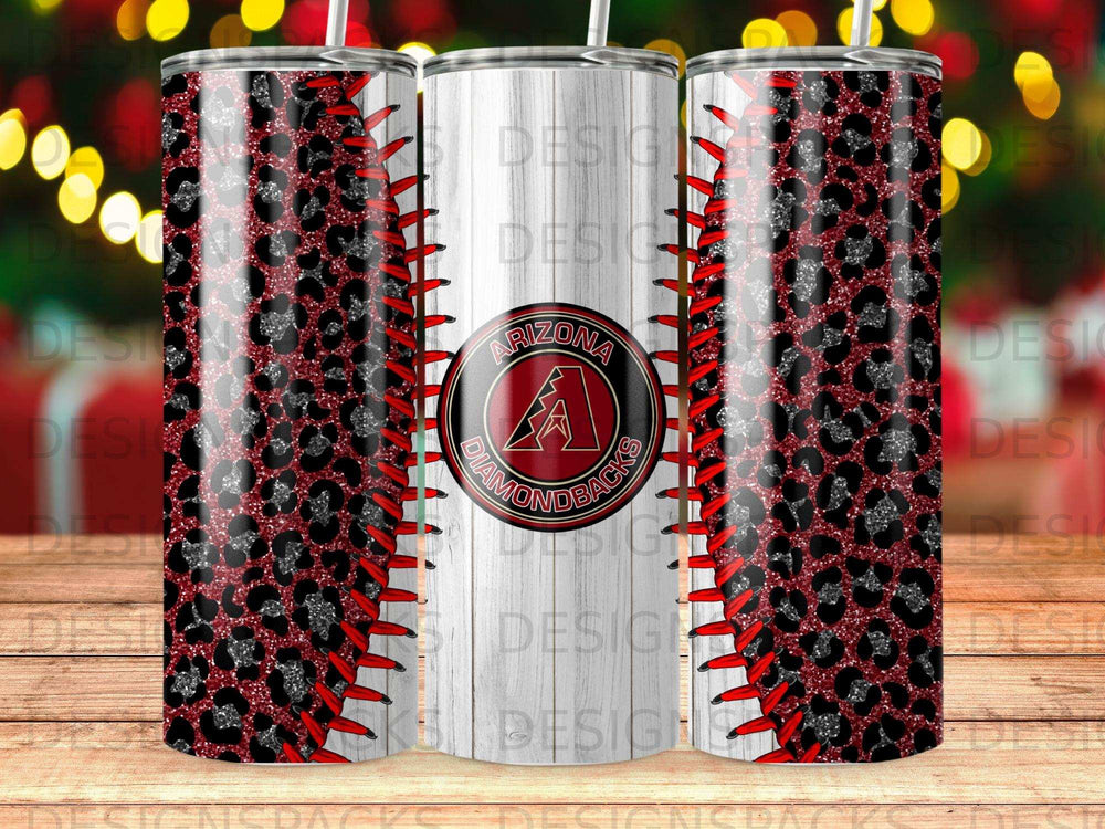 Arizona Diamondbacks logo with leopard print and baseball stitching pattern.