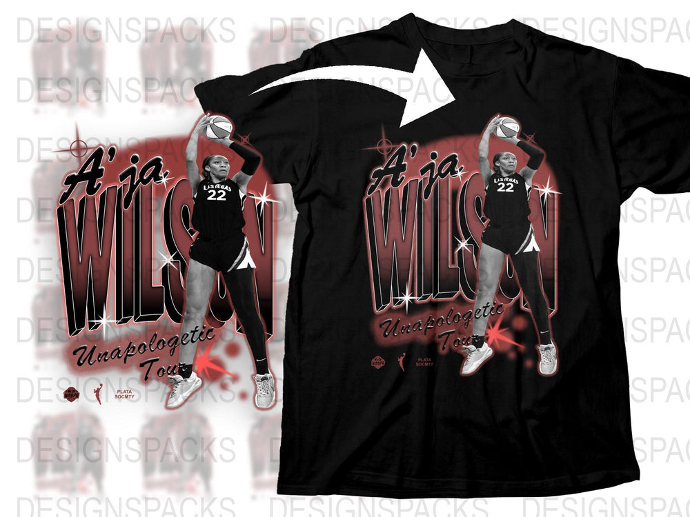 A'ja Wilson Unapologetic Tack Graphic T-Shirt, Casual Sports Tee, Bold Red and Black Design, Basketball Fan Apparel