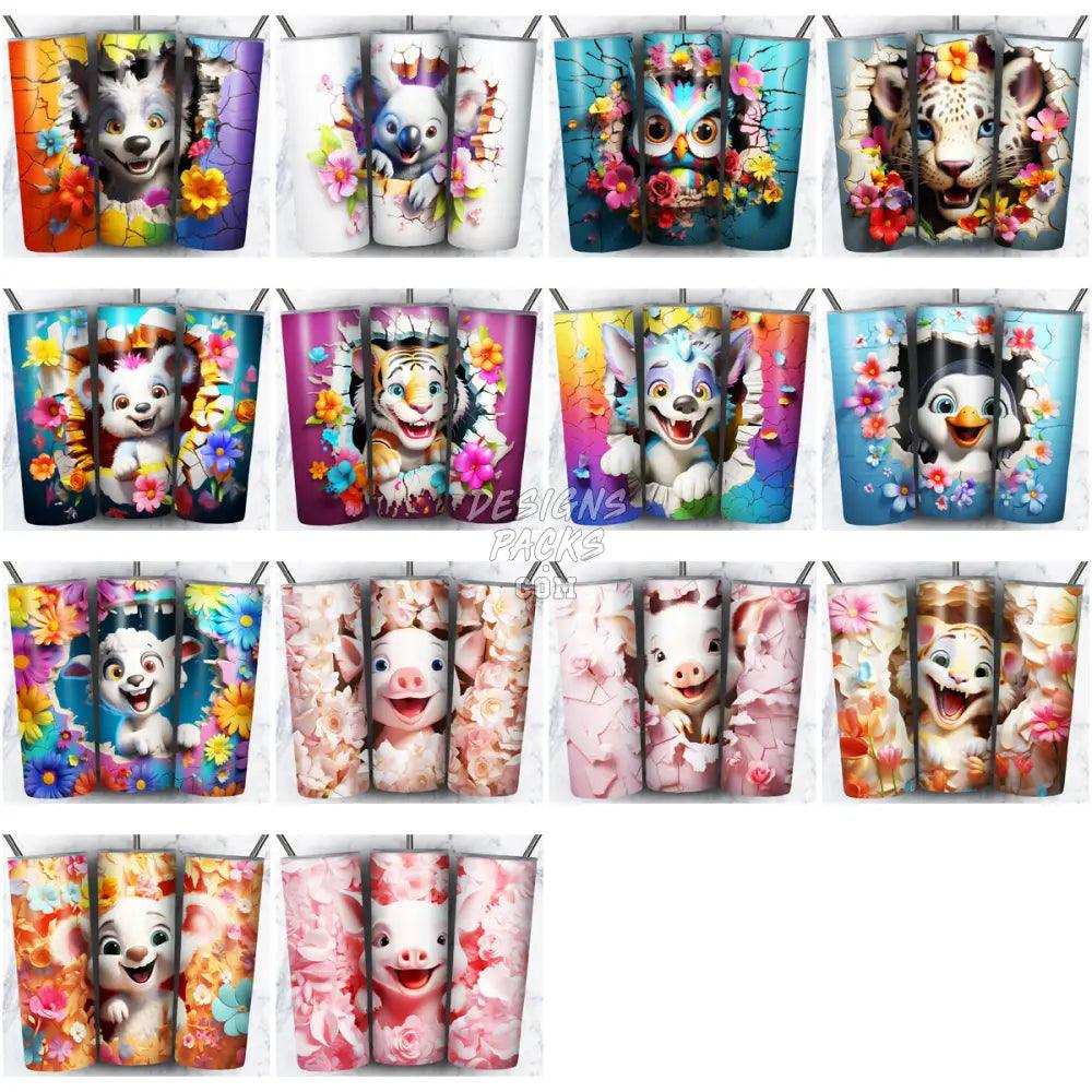 109 3D Wall Animals Tumbler Wrap Bundle Jpg