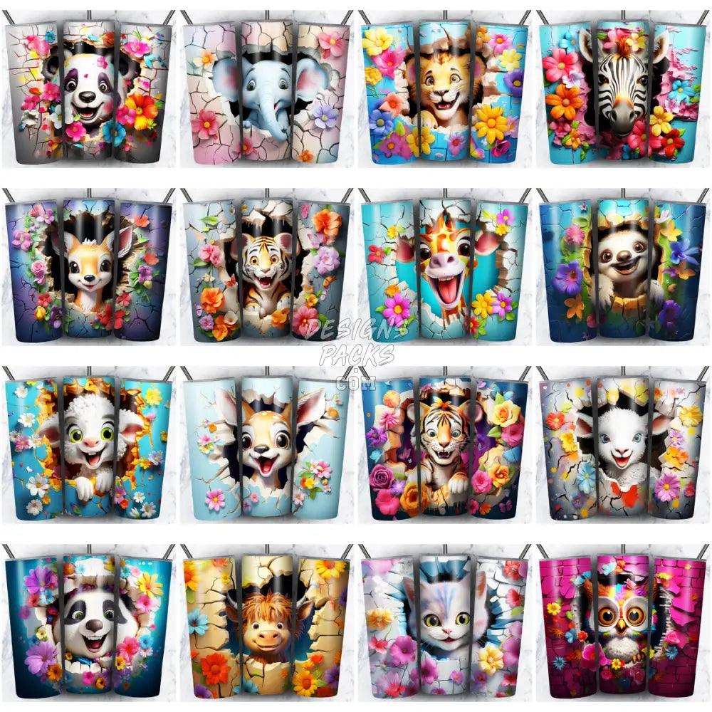 109 3D Wall Animals Tumbler Wrap Bundle Jpg
