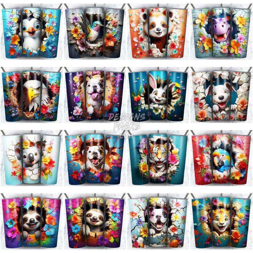 109 3D Wall Animals Tumbler Wrap Bundle Jpg
