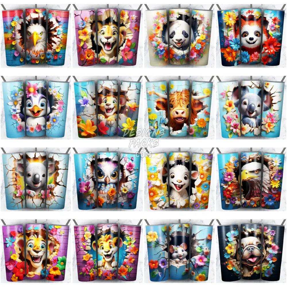 109 3D Wall Animals Tumbler Wrap Bundle Jpg