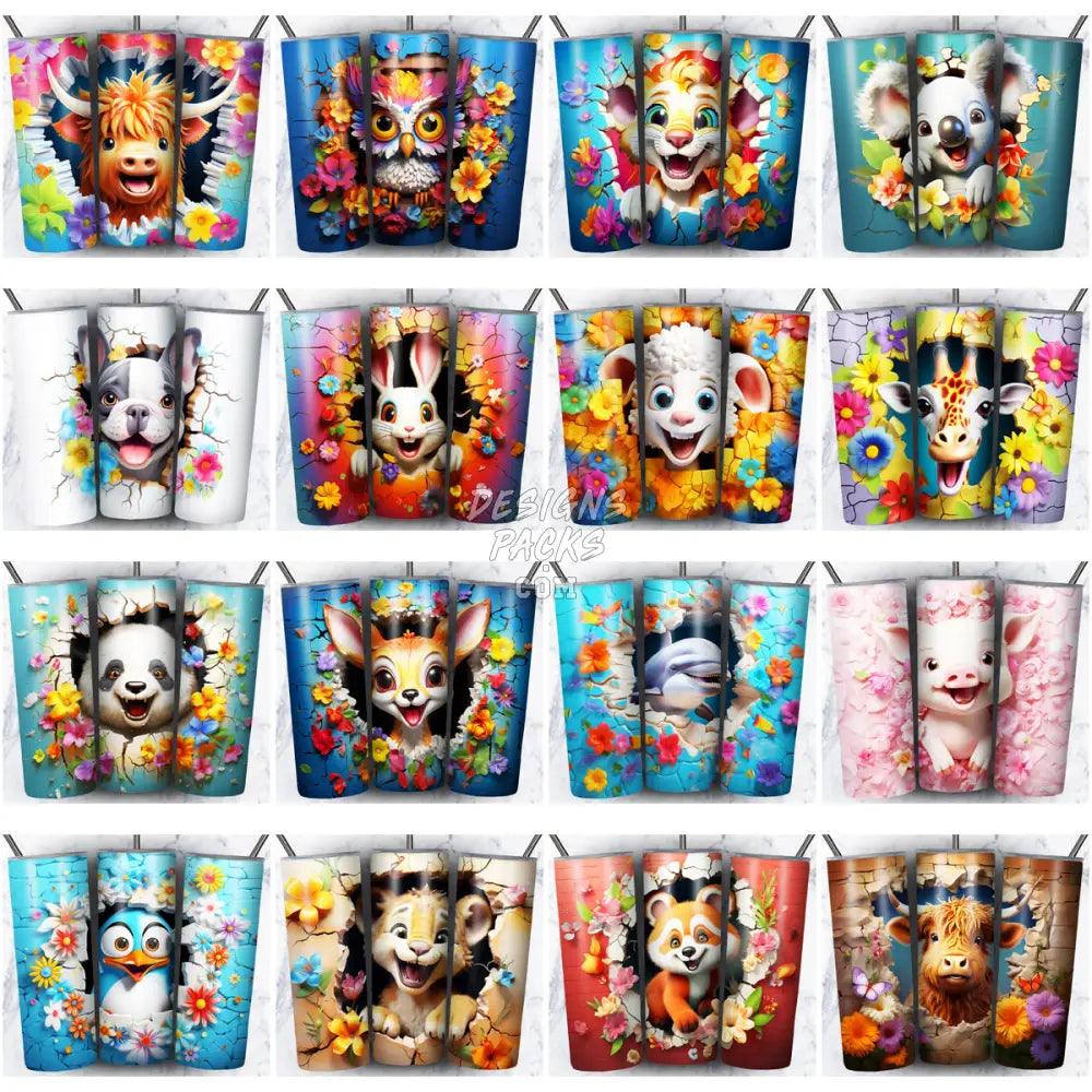 109 3D Wall Animals Tumbler Wrap Bundle Jpg