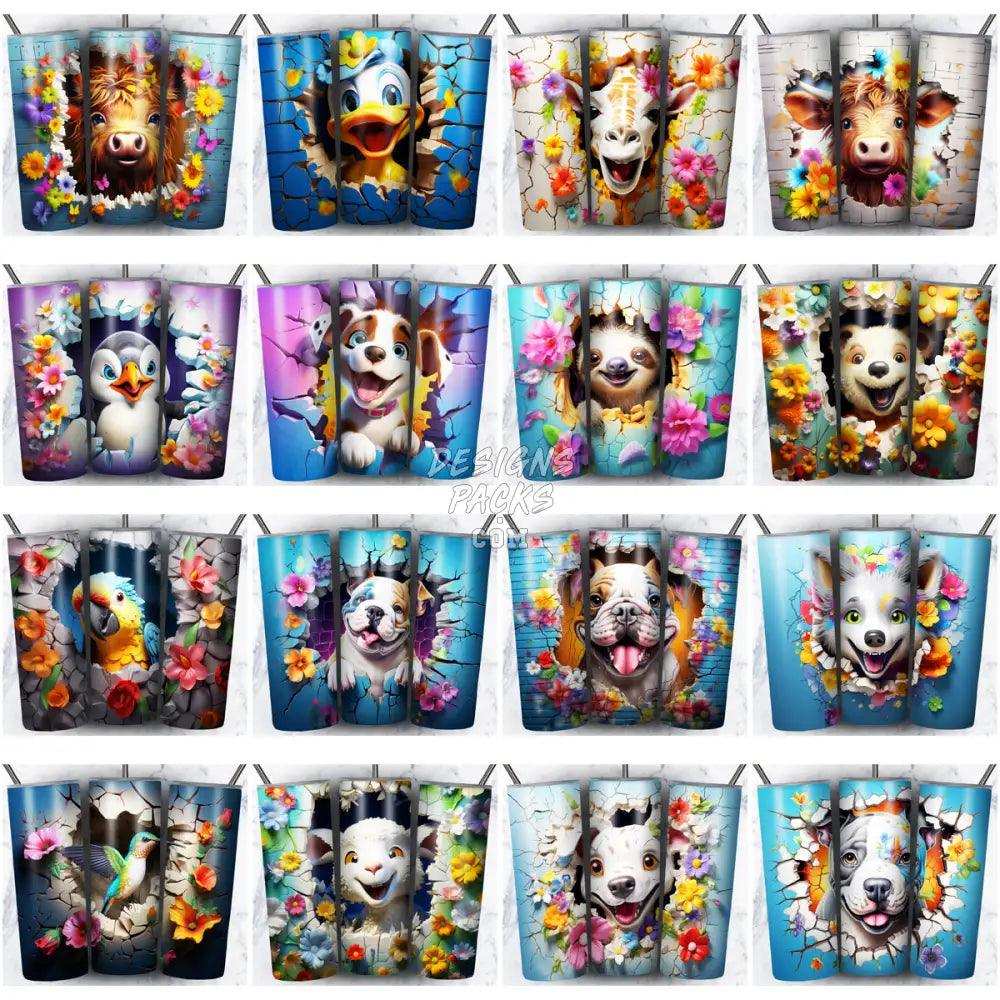 109 3D Wall Animals Tumbler Wrap Bundle Jpg