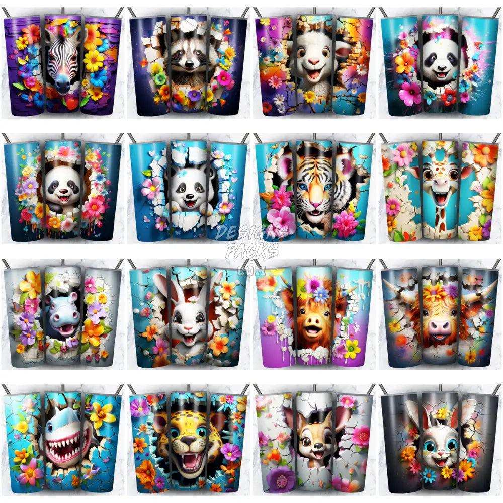 109 3D Wall Animals Tumbler Wrap Bundle Jpg