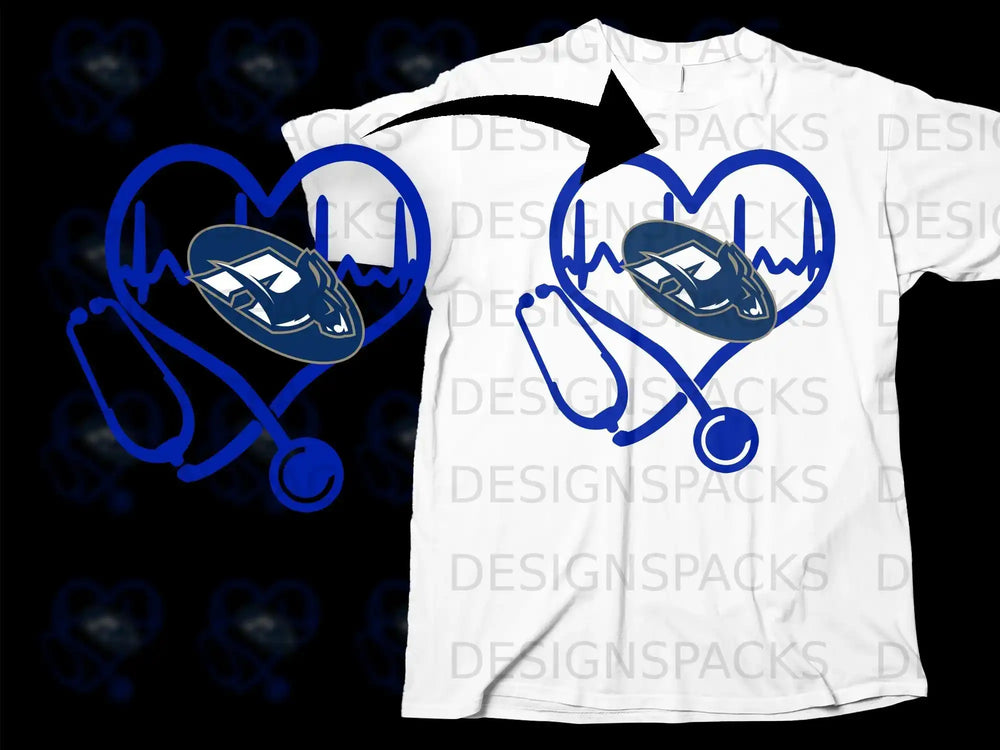Heartbeat Stethoscope and Logo Graphic T-Shirt