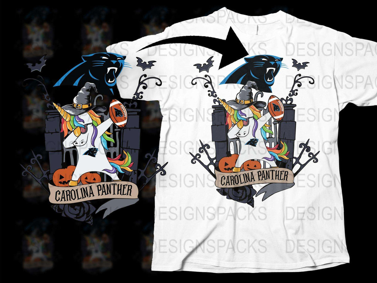 Carolina Panthers Inspired Halloween T-Shirt, Spooky Graphic Tee, Football Fan Apparel, Autumn Casual Wear