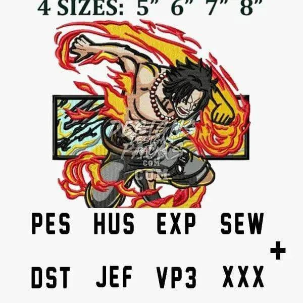 Ace Fire Punch One Piece Anime Embroidery Design