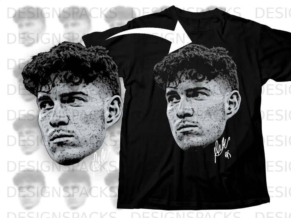 Monochrome Illustrated Face Black Graphic Shirt