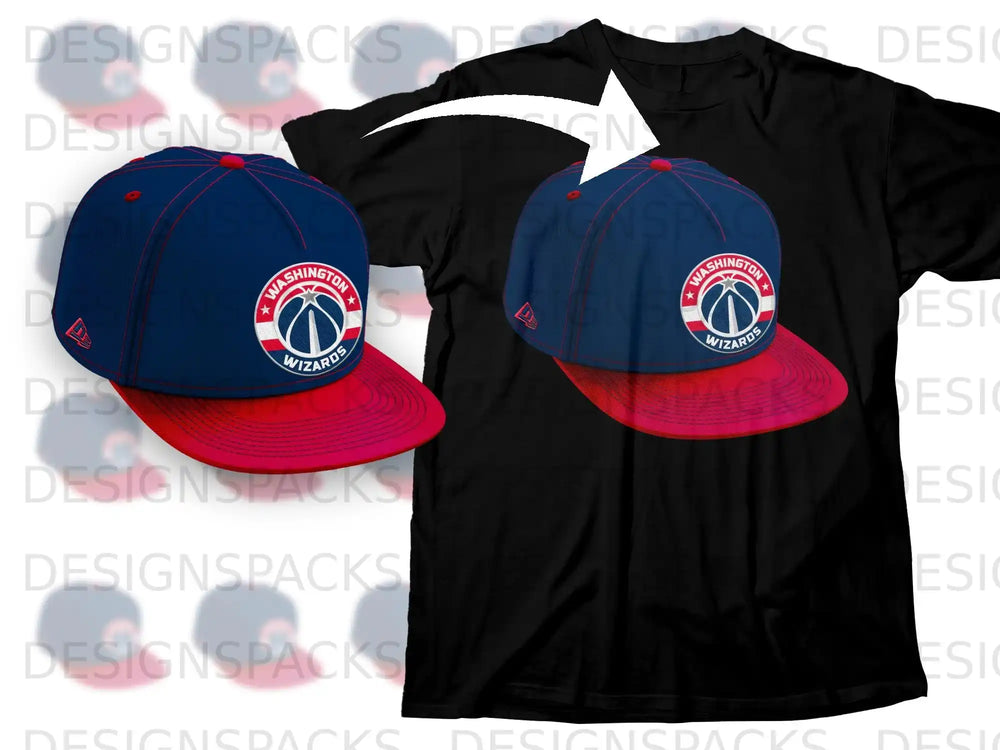 Washington Wizards Cap Printed Black T-Shirt