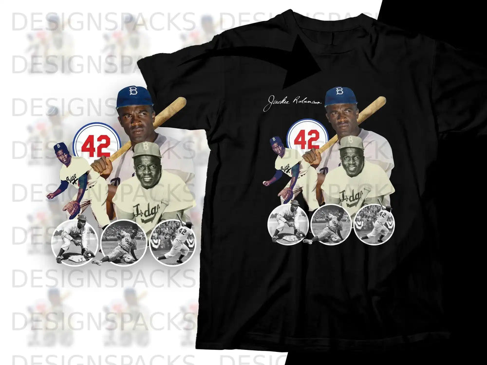 Jackie Robinson baseball collage with "42" and "Jackie Robinson" text.