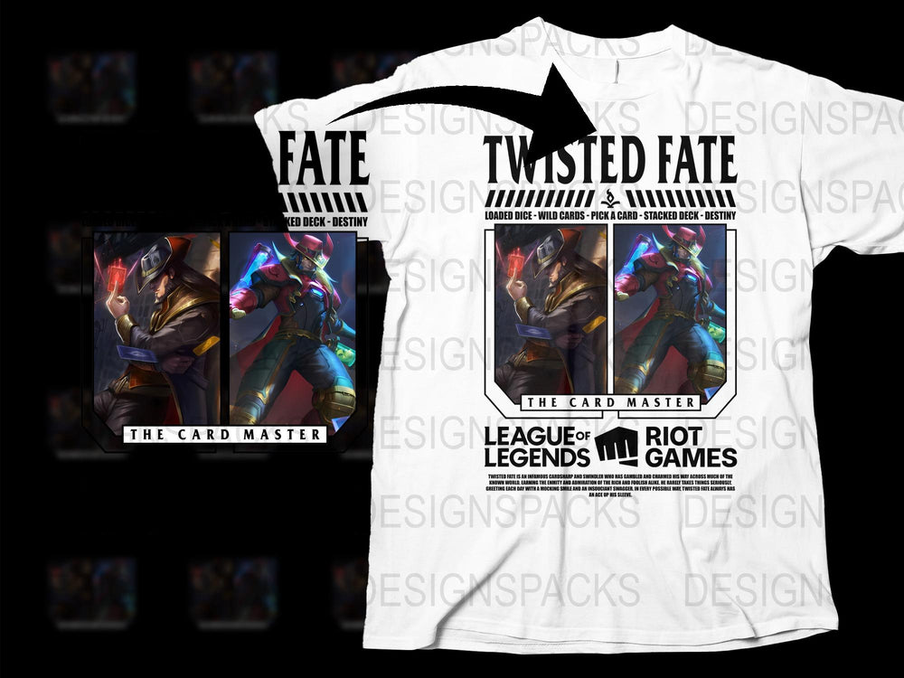 League of Legends Twisted Fate T-Shirt, Gaming Apparel, Fantasy Card Master Graphic Tee, Riot Games Merchandise
