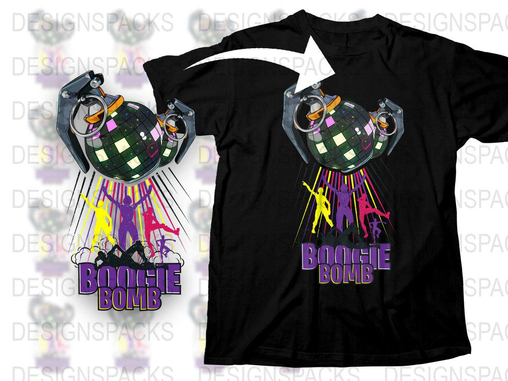 Disco Ball Graphic T-Shirt, Colorful Boujee Bomb Party Tee, Trendy Dance Shirt, Unique DJ Tee, Vibrant Nightlife Fashion