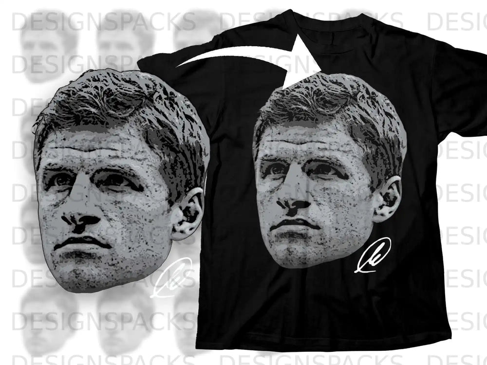 Black T-shirt with Iconic Detailed Face Print Design