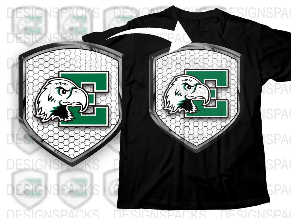 Custom Eagle Graphic T-Shirt, Black Cotton Tee, Men's Sports Shirt, Athletic Team Apparel, Unique Eagle Design, High School Mascot Shirt