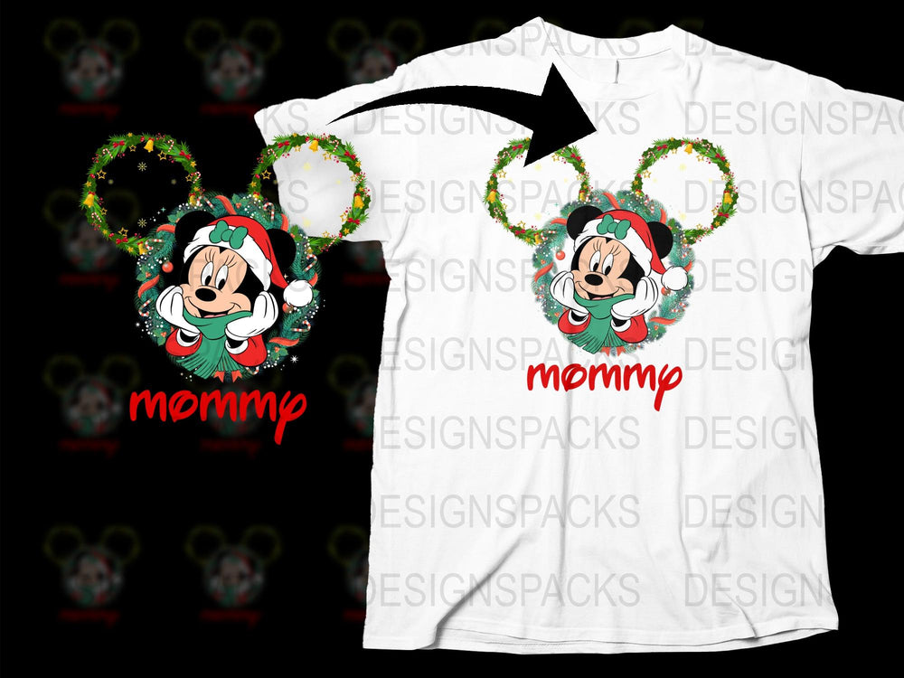 Disney Christmas T-Shirt, Mickey Mouse Holiday Wreath Design, Festive Kids and Adult Apparel