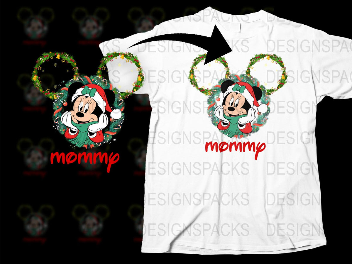 Disney Christmas T-Shirt, Mickey Mouse Holiday Wreath Design, Festive Kids and Adult Apparel