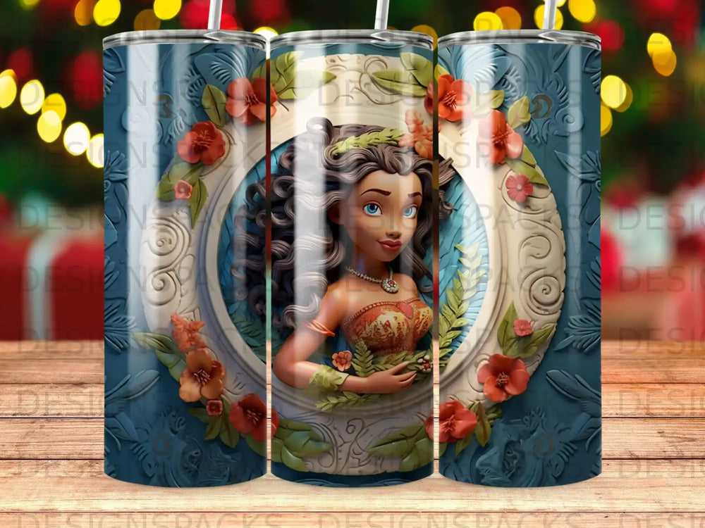 Paradise Maiden Tumbler Digital Wrap Design