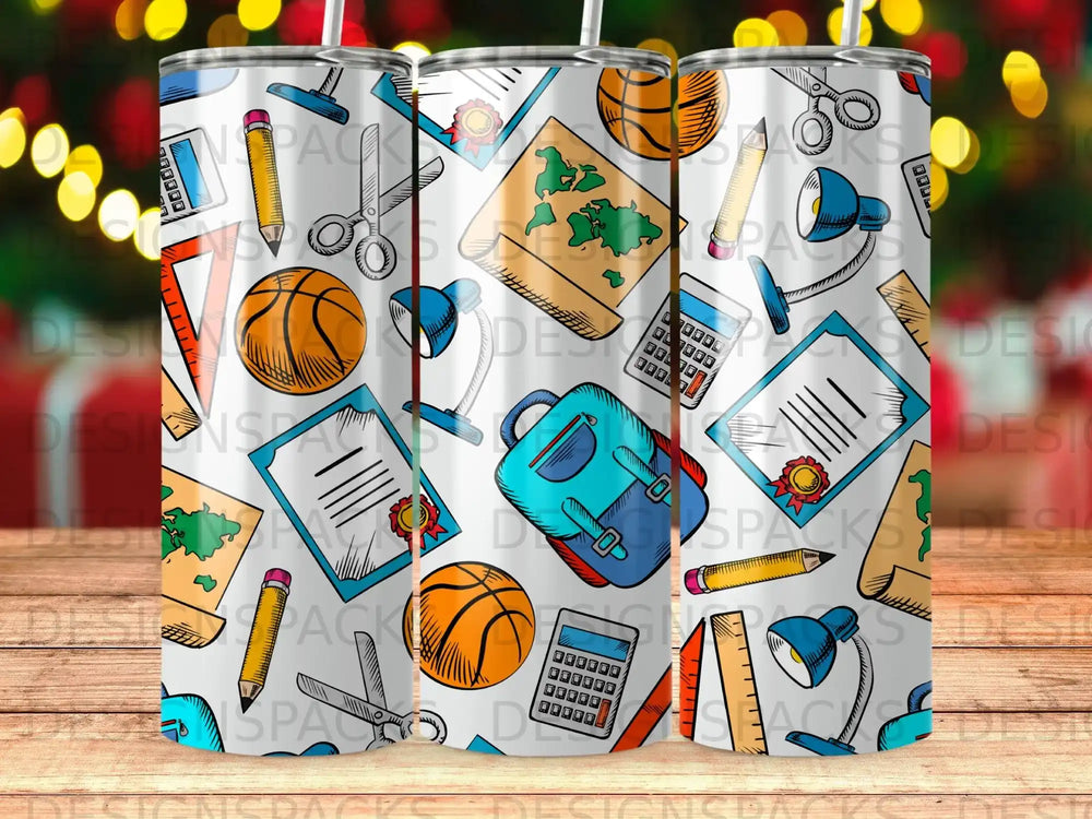 Fun Education Theme Backpack Map Pencil Scissor Ruler product type