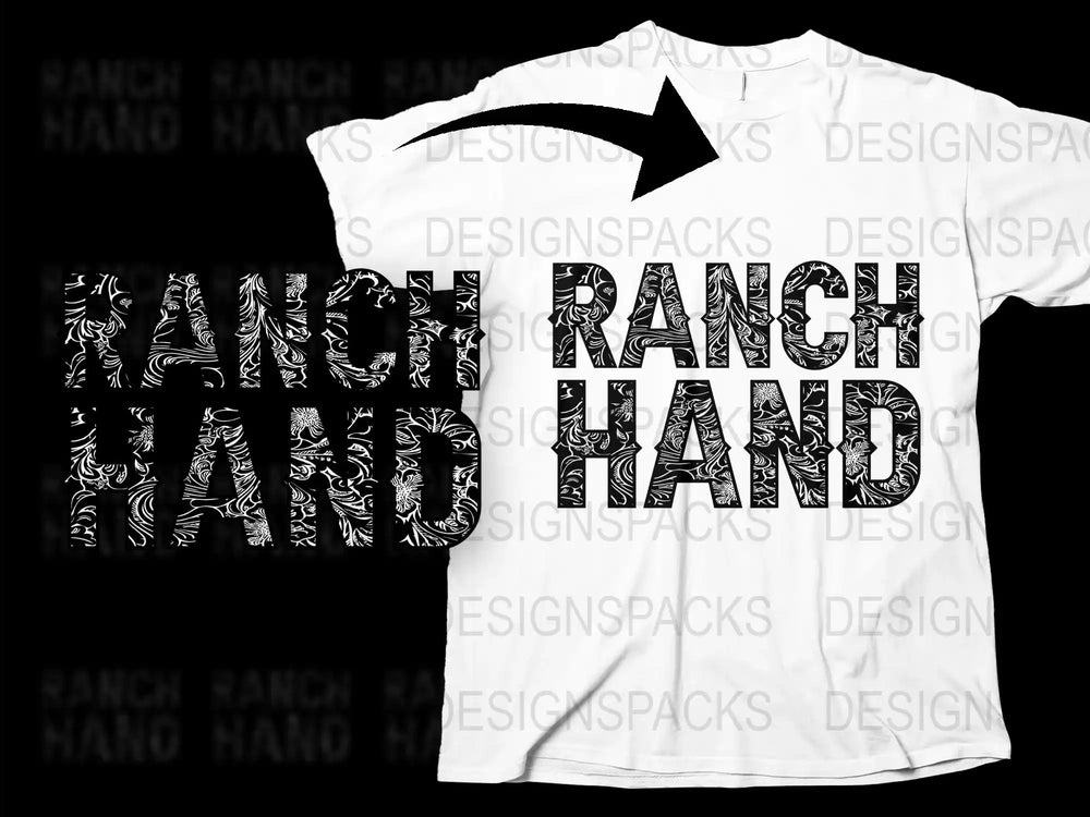 Ranch Hand Graphic T-Shirt, Black and White Text Design, Western Style Tee, Casual Wear for Men and Women