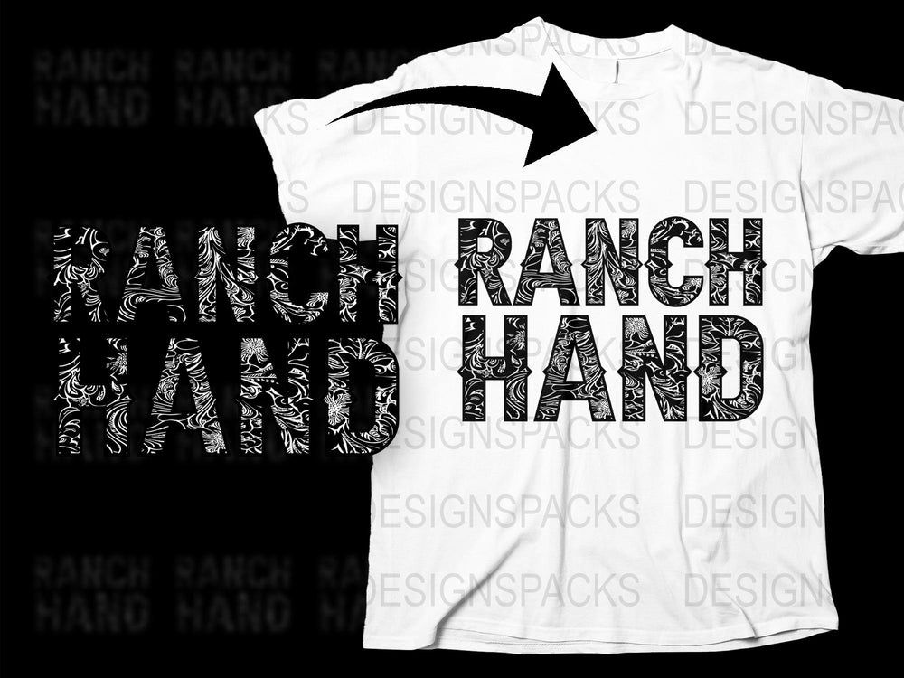 Ranch Hand Graphic T-Shirt, Black and White Text Design, Western Style Tee, Casual Wear for Men and Women
