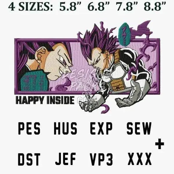 Happy Vegeta Ultra Ego Dragonball Anime Embroidery Design