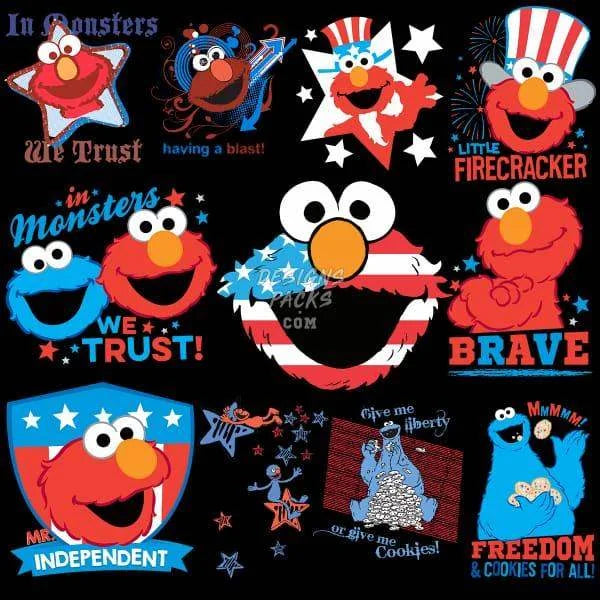 11 4th of July Cartoon Designs Bundle PNG