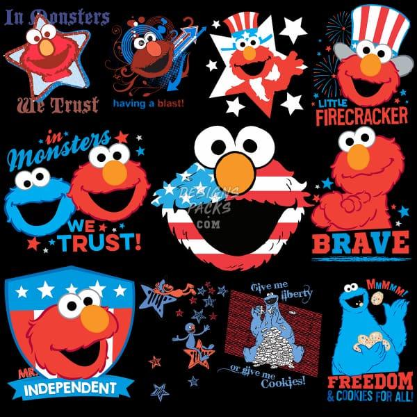 11 4th of July Cartoon Designs Bundle PNG designspacks