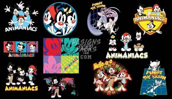 Animaniacs cartoon characters in print-ready designs for DTG, DTF, embroidery, and tumbler wraps