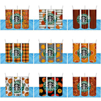 Load image into Gallery viewer, 11 Autumn Fall Starbucks Tumbler Wrap Designs Bundle JPG
