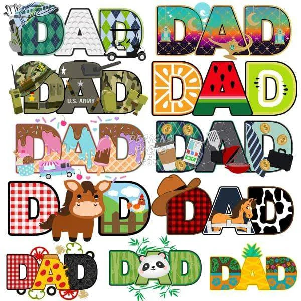 11 Dad Father's Day Art Designs Bundle PNG