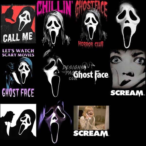 11 Face Horror Halloween Movie Designs Bundle PNG designspacks