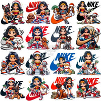 Load image into Gallery viewer, 110 Cartoon Superhero Girl Dogs Christmas Swoosh Brand Designs Bundle Png
