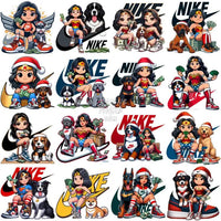 Load image into Gallery viewer, 110 Cartoon Superhero Girl Dogs Christmas Swoosh Brand Designs Bundle Png
