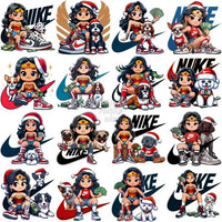 Load image into Gallery viewer, 110 Cartoon Superhero Girl Dogs Christmas Swoosh Brand Designs Bundle Png
