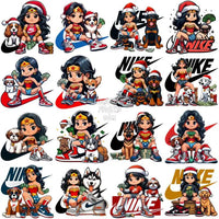 Load image into Gallery viewer, 110 Cartoon Superhero Girl Dogs Christmas Swoosh Brand Designs Bundle Png
