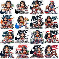 Load image into Gallery viewer, 110 Cartoon Superhero Girl Dogs Christmas Swoosh Brand Designs Bundle Png

