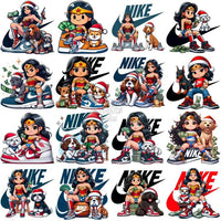 Load image into Gallery viewer, 110 Cartoon Superhero Girl Dogs Christmas Swoosh Brand Designs Bundle Png
