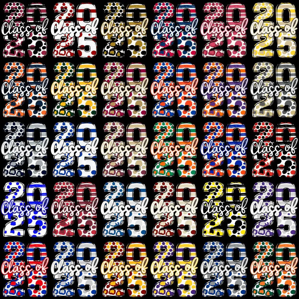 110 Class Of 2025 Graduation Dots Designs Bundle PNG