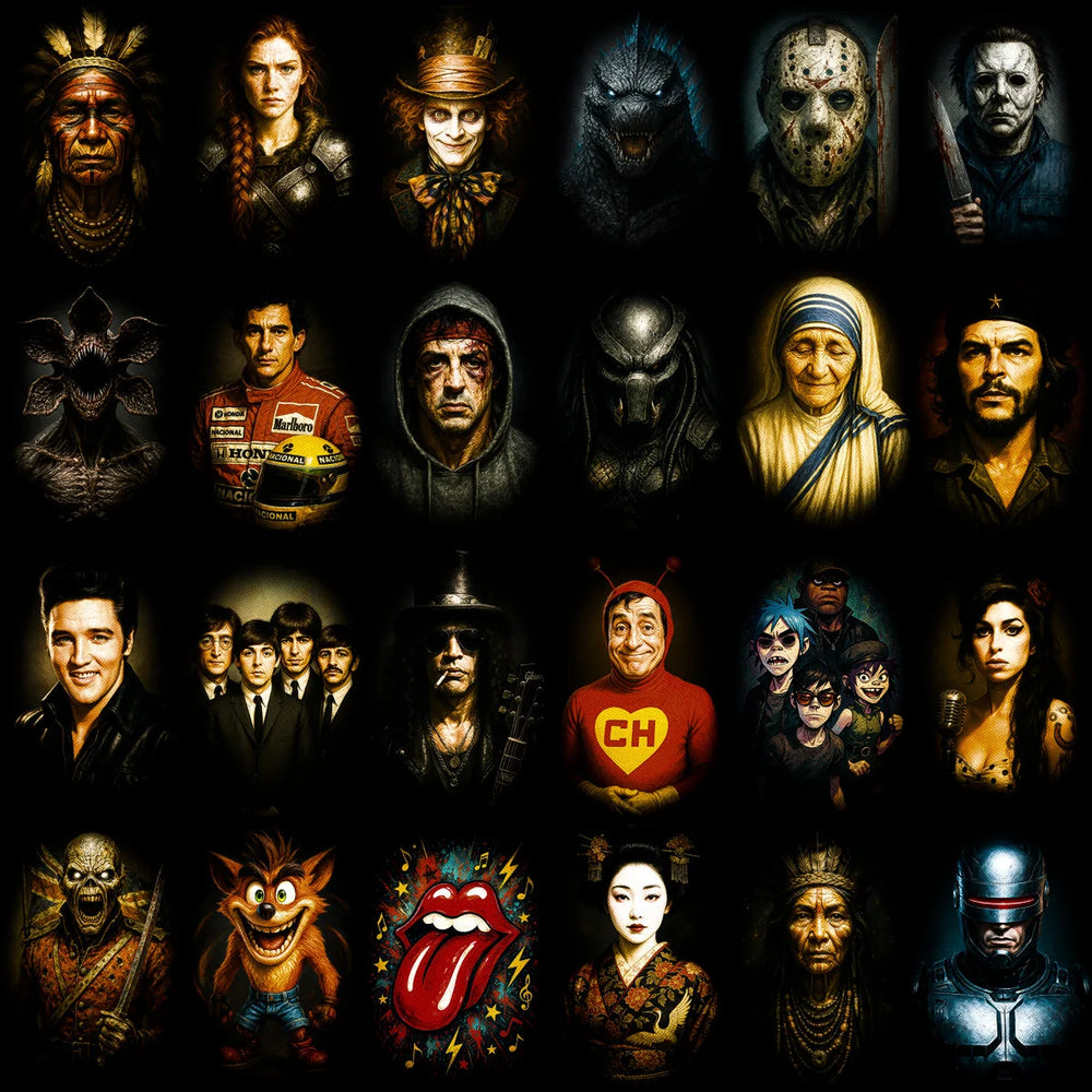 110 Mixed Legends Portrait Streetwear Halftone Designs Bundle PNG