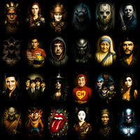 Load image into Gallery viewer, 110 Mixed Legends Portrait Streetwear Halftone Designs Bundle PNG
