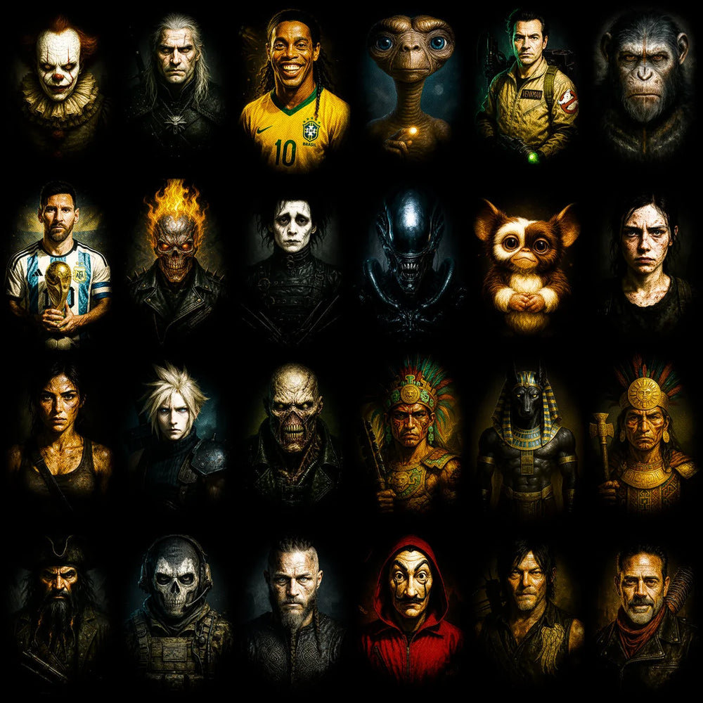 110 Mixed Legends Portrait Streetwear Halftone Designs Bundle PNG