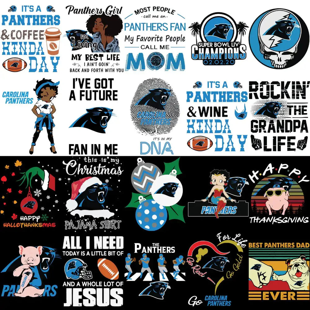 110 Panthers MEGA Carolina Football Team Designs Bundle PNG